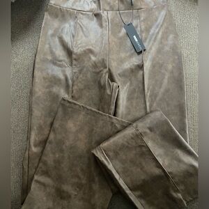 NWT Women’s Fashion Nova Victoria High Waist Faux Leather Pants Size XL ~ Brown